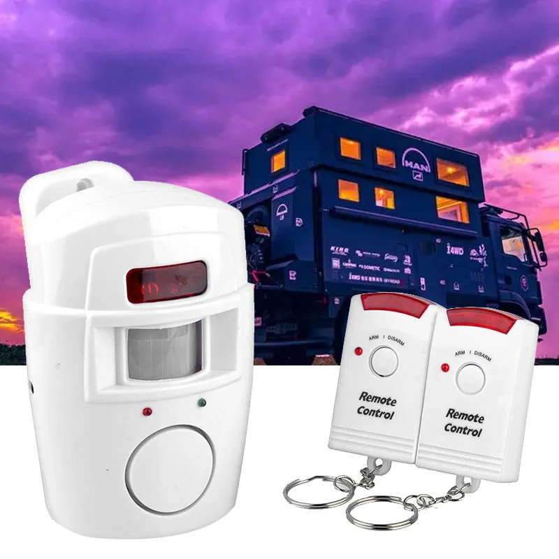 

Wireless PIR Motion Sensor Detector Alarm For Home Outdoor Shed Garage Caravan Alarm Security System With 2 Remote Controls