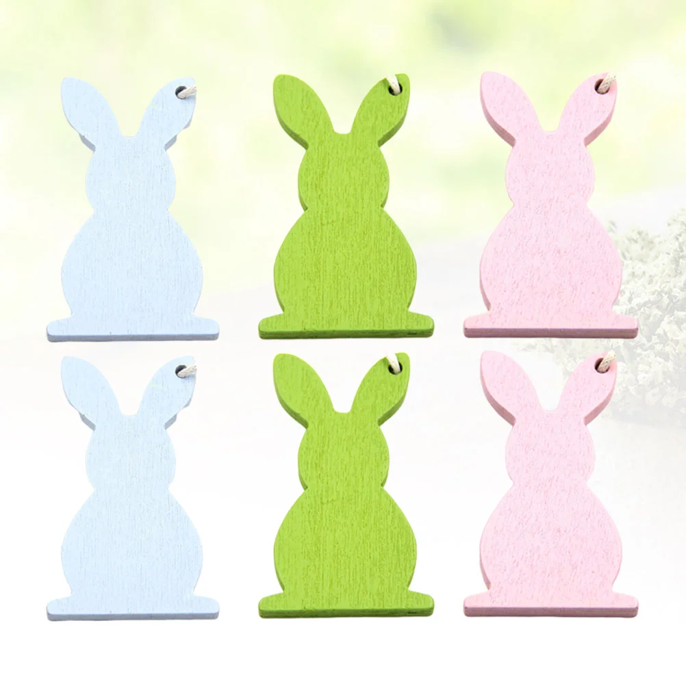 

18 шт., Разноцветные деревянные подвески в виде кролика