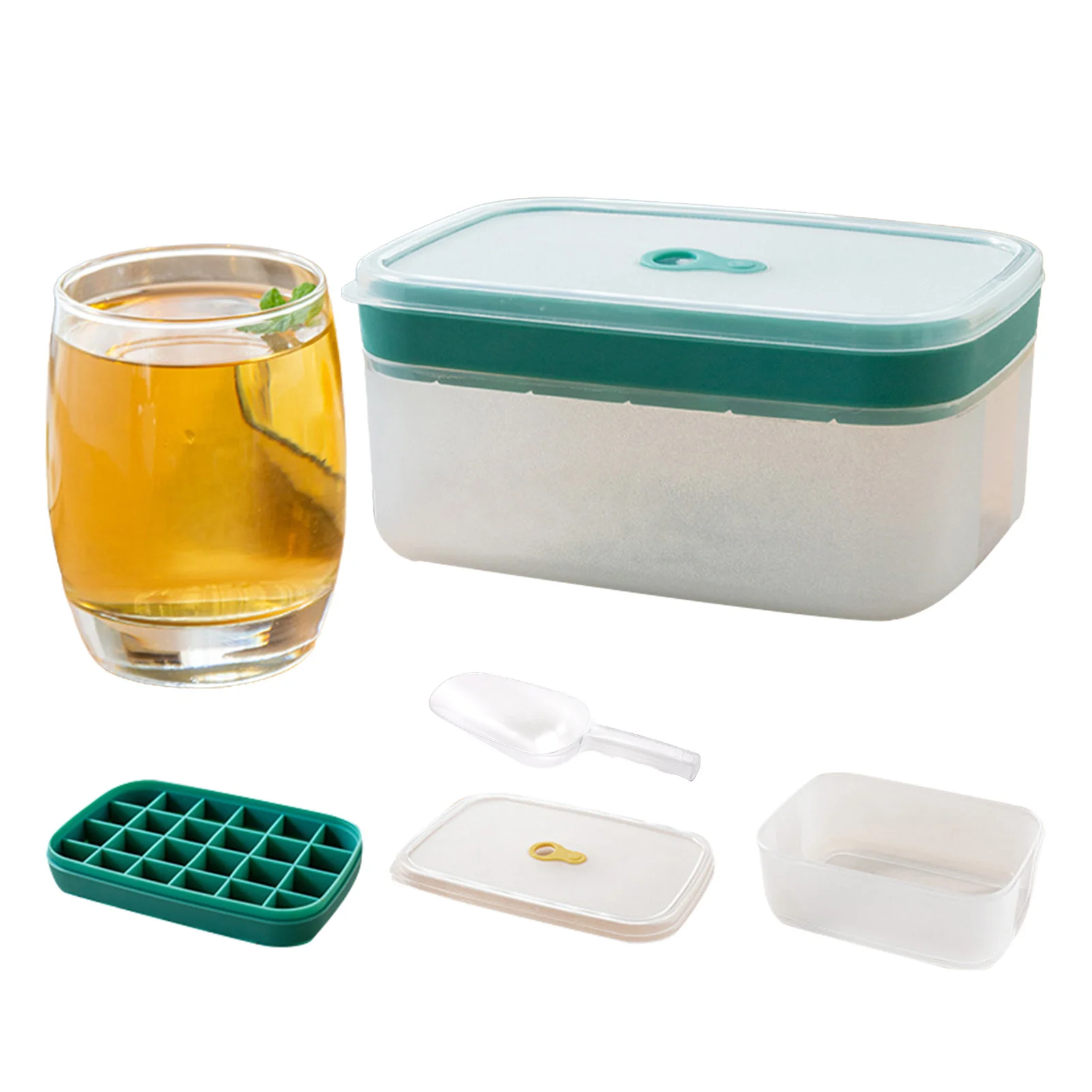 

24 лотки для льда для морозильной камеры с контейнером, штабелируемые 24 лотки для льда, лотки для льда с контейнером, штабелируемые гибкие ле...