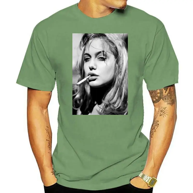 

discount T SHIRT ANGELINA JOLIE BRAD PITT FIGHT CLUB DVD PUNK CIGGY SMLX Men T Shirt 100% Cotton Print Shirts