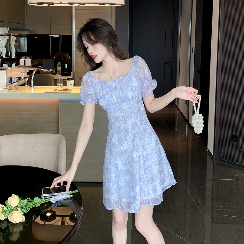 

Летнее платье COIGARSAM, новинка 2022, Симпатичные шифоновые платья во французском стиле с цветочным принтом, Прямая поставка