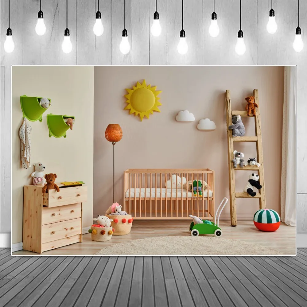Baby Crib Living Room Decoration Birthday Party Photography Backdrops Home Studio Kids Sunflower Carpet Cabinet Board Background enlarge