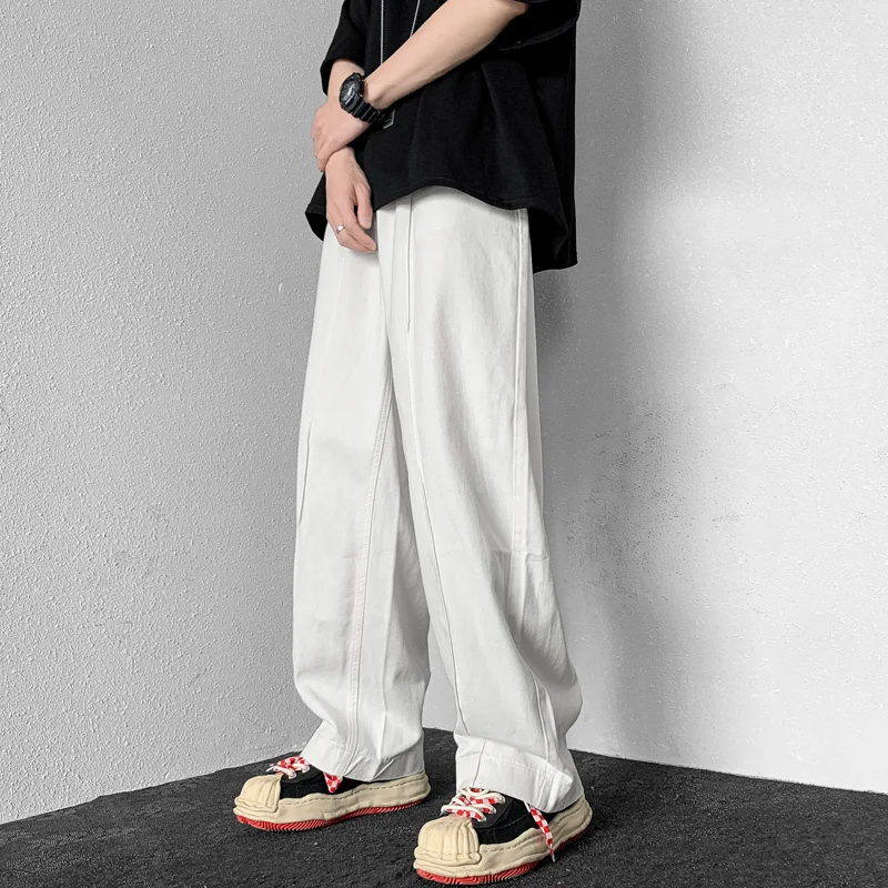 Summer Blue/White Baggy Jeans Men Fashion Casual Straight Jeans Mens Streetwear Loose Hip Hop Wide Legs Denim Pants Men M-2XL