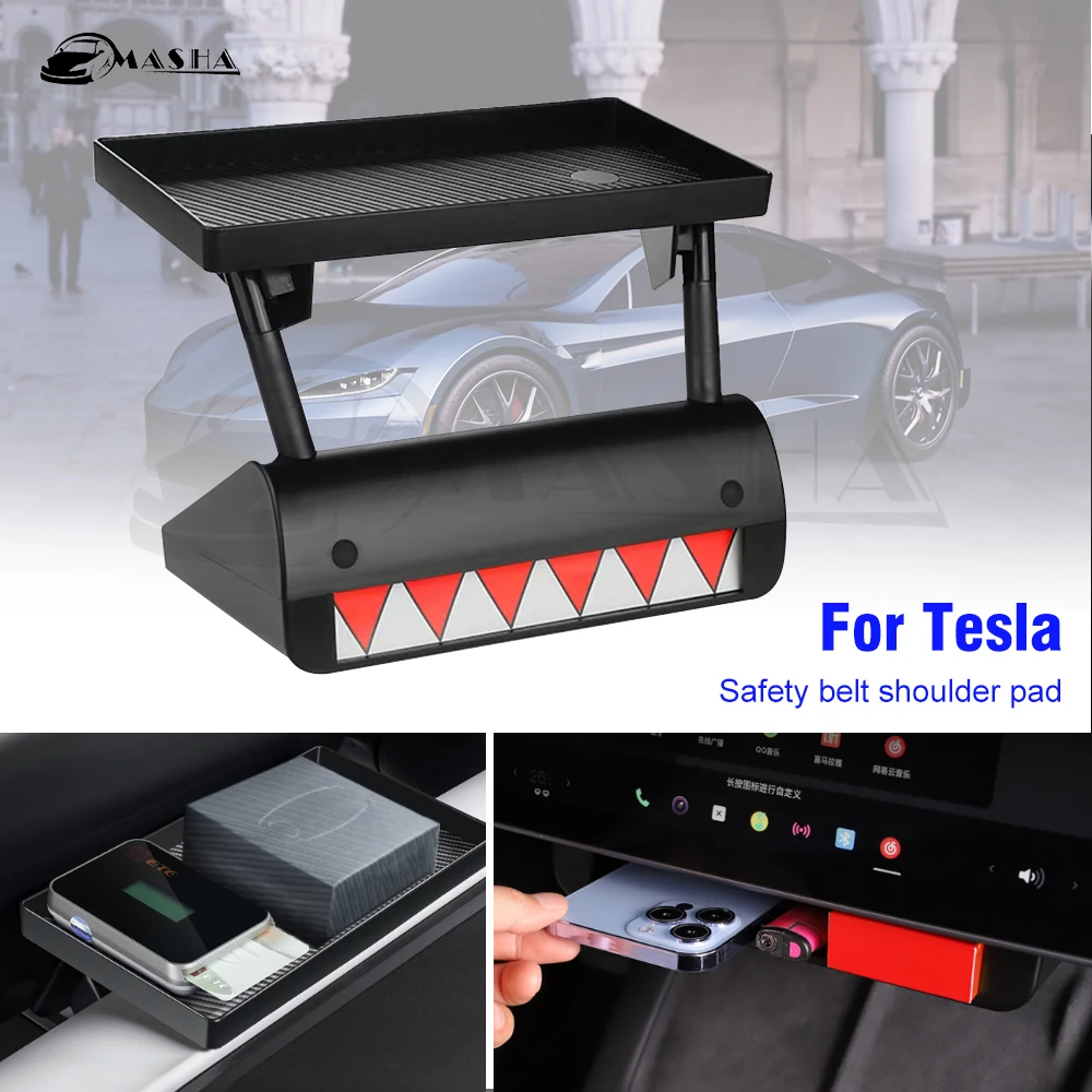 

For Tesla Model 3 Y Screen Rear Storage Box Magnetic Hidden Srorage Tray Tissue Box Car Rack Tray ETC Bracket Accessories