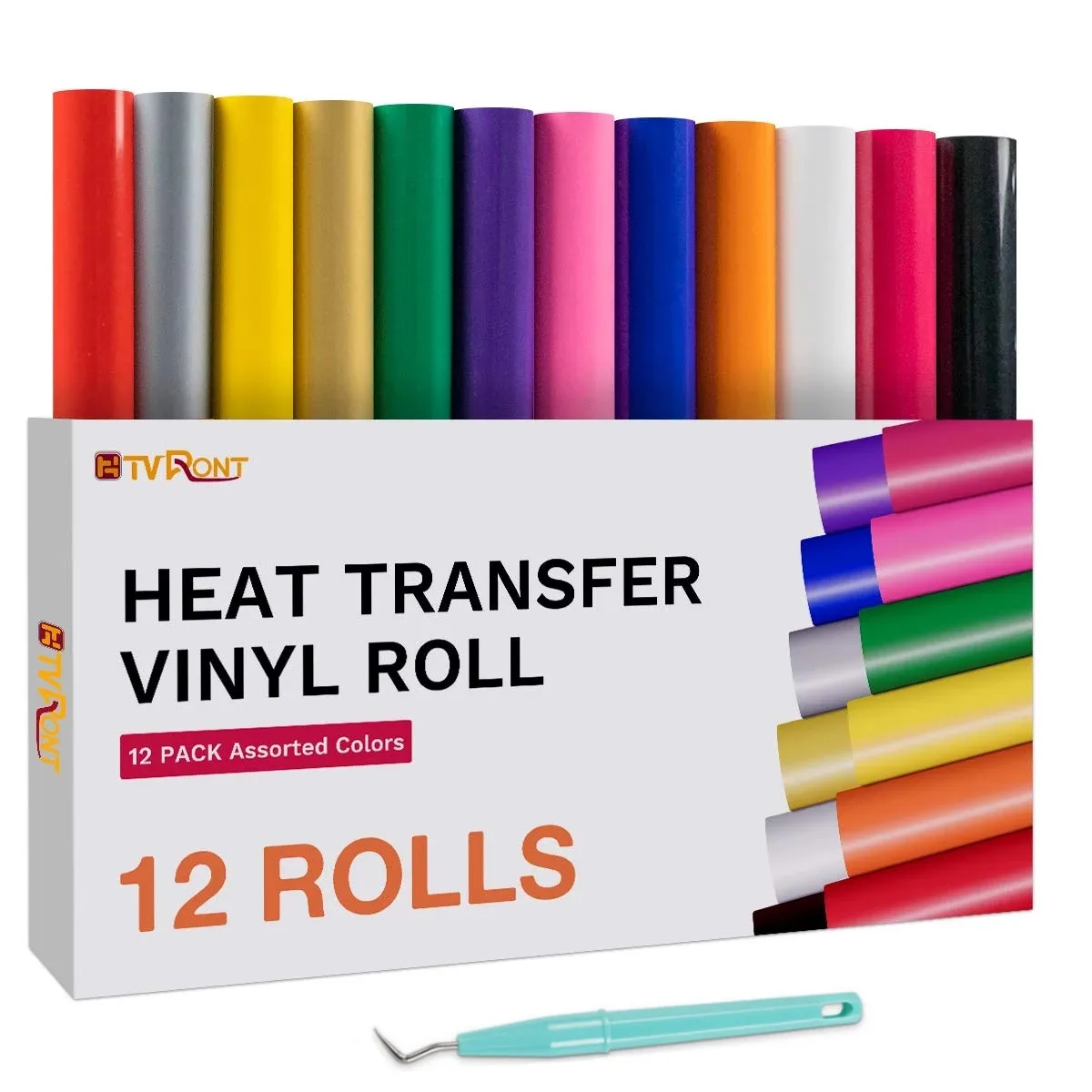 HTVRONT 12/6 Pack 12X5ft Multi Colors Heat Transfer Vinyl Roll for Cricut T-shirt Printing DIY Iron on HTV Film Easy to Cut Weed
