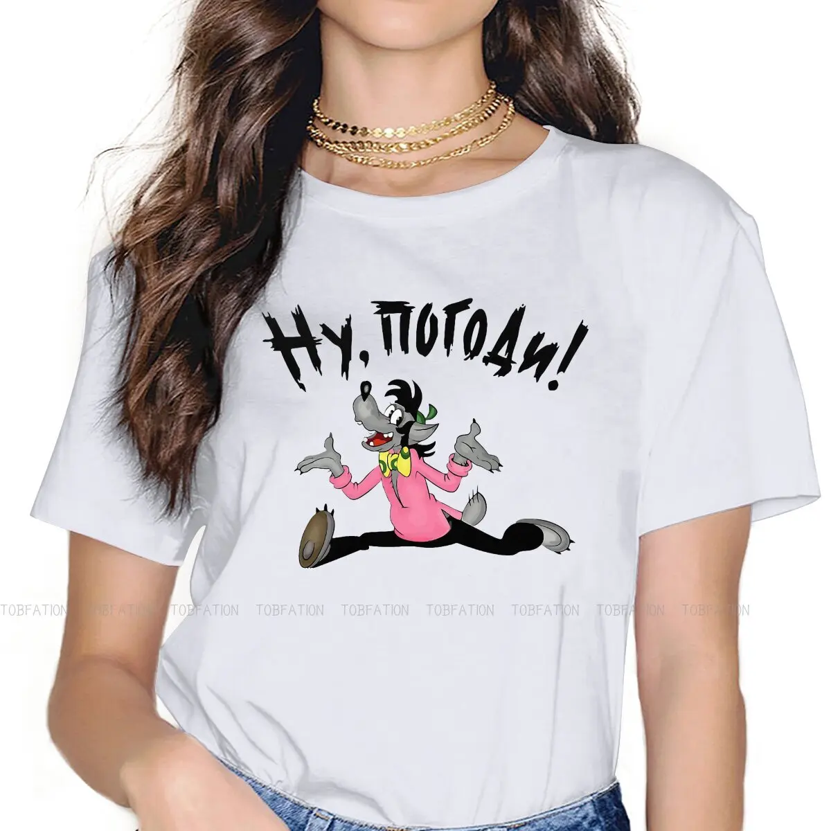 

Soviet Sweet Girls Women T-Shirt Nu Pogodi Well Just You Wait Wolf Hare Cartoon 5XL Blusas Harajuku Casual Short Sleeve Vintage