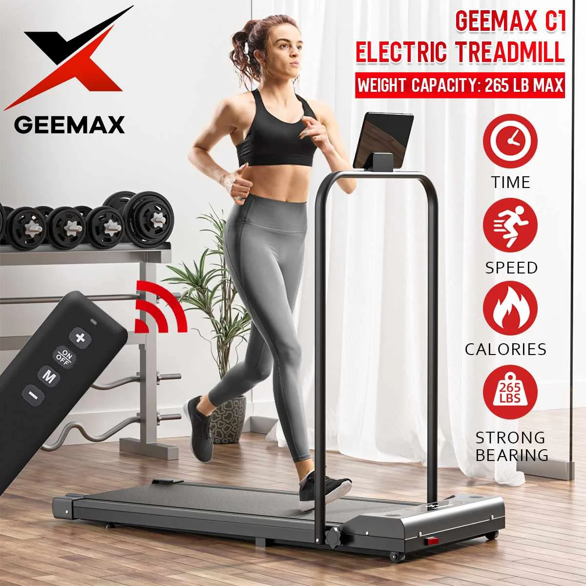 

GEEMAX C1 Folding Electric Treadmill Portable Motorized Running Machine for Home Gym Fitness Equipment Mechanical Treadmill