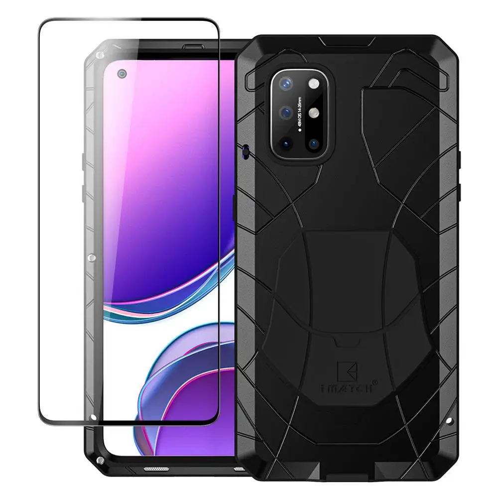 

Противоударный чехол для Oneplus 8T, защита повышенной прочности, металлический корпус, закаленное стекло в подарок, аксессуары для телефона