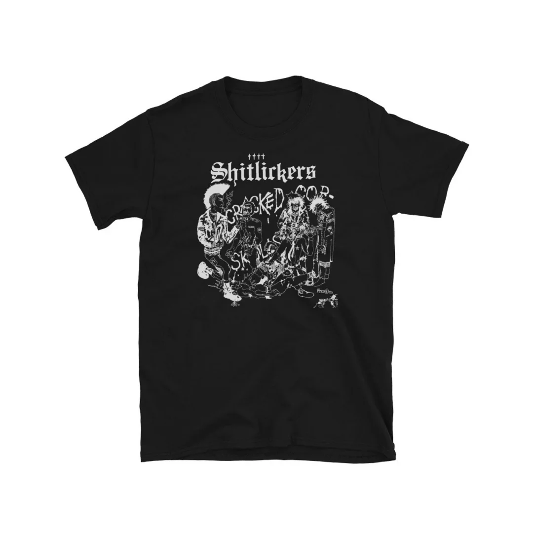 Хлопковая футболка унисекс Shitlickers Cracked Cop Skulls