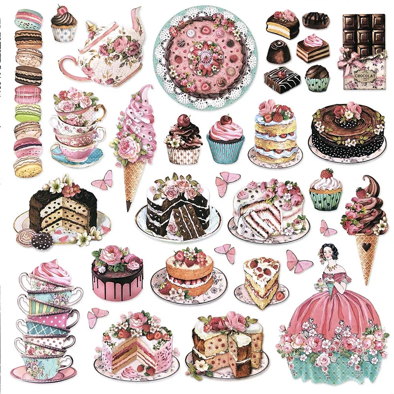 

Junkjournal Vintage Hand Account Stickers Scrapbooking Delicious Desserts DIY Photo Album IPad Decorative Stationery Stickers