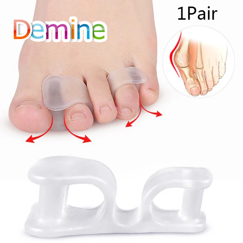 

2pcs=1pair Silicone Gel Straightener Two Hole Toe Separator Fingers Protector Bunion Adjuster Hallux Valgus Foot Care Pedicure