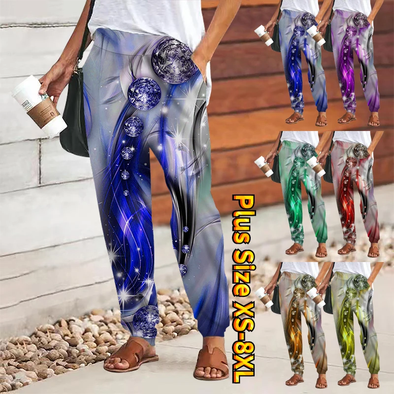 

2023 New Women's Wide Leg Trousers Weekend Baggy Full Length Comfort Print Pants Blend High Waist Fashion Casual Trousers XS-8XL