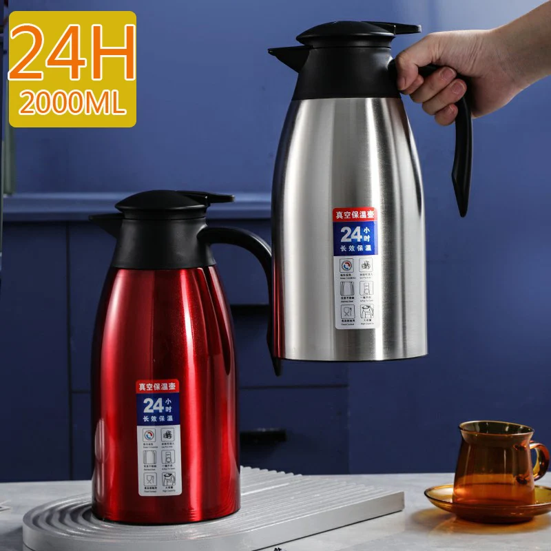 

24 Hours 2L Thermos Insulation Pots Bottle 304 Stainless Steel Vacuum Kettle Large Capacity Water Coffee Thermos Cold Hot Drink