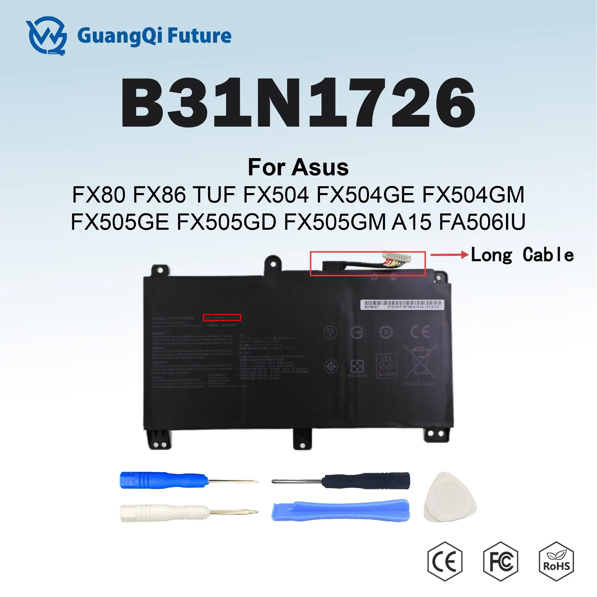Фото B31N1726 4212 мАч 46 Втч аккумулятор для ноутбука, совместимый с Asus TUF Gaming FX504GM FX504GE FX504GD FX504G FX504 FX505 FX505DT FX505DV №1