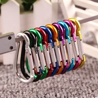 5pcs random colors button carabiner camping hiking hook outdoor sports tools aluminium alloy safety buckle keychain climbing