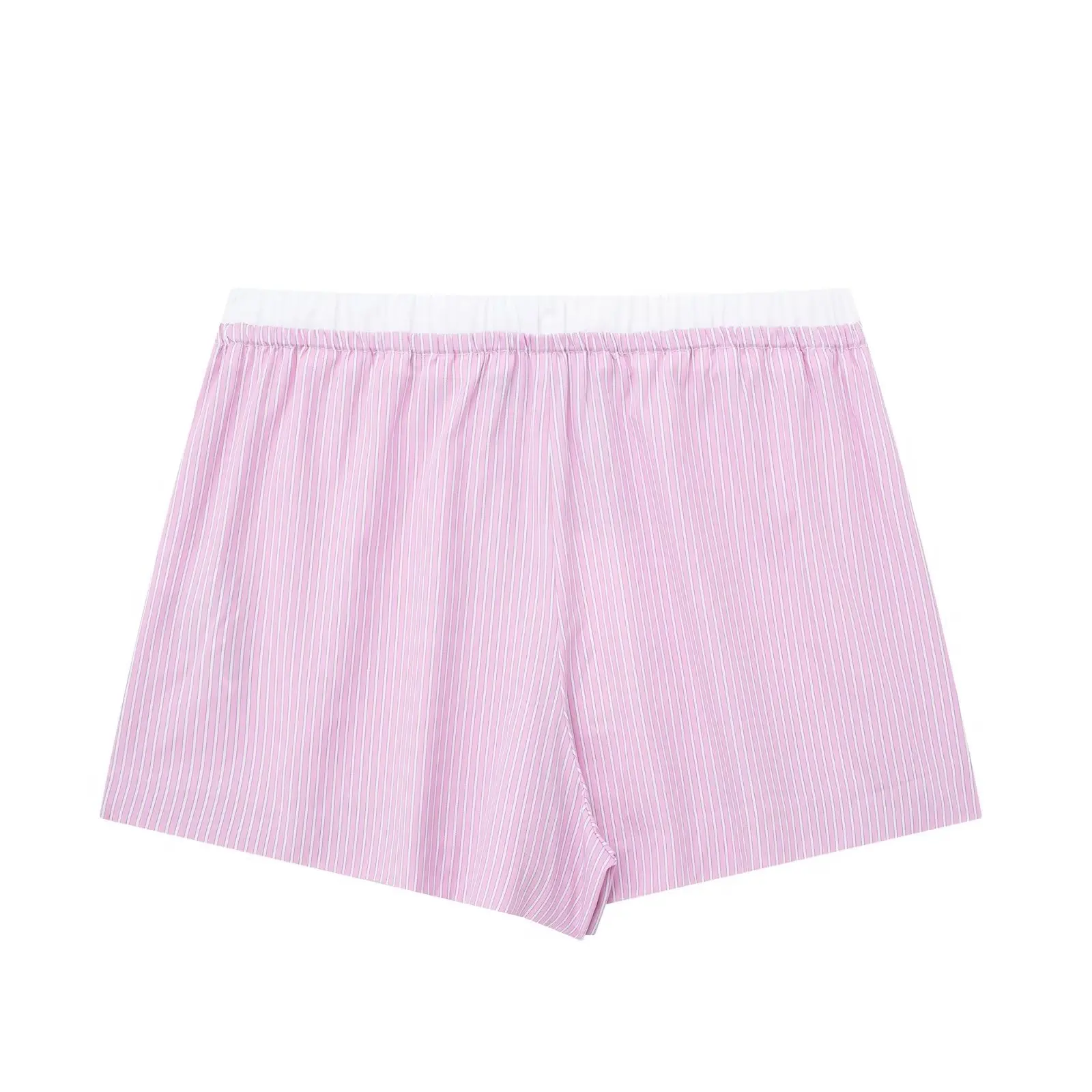 TRAF Pink Striped Shorts for Women Mid Waist Bermuda Shorts Woman Summer 2023 Beach Shorts Women Streetwear Pleated Women Shorts