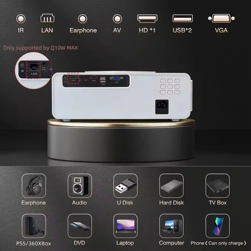 4k 28000 люмен проектор Everycom Q10W Max Smart WIFI ЖК-дисплей Android HD светодиодный видеопроектор
