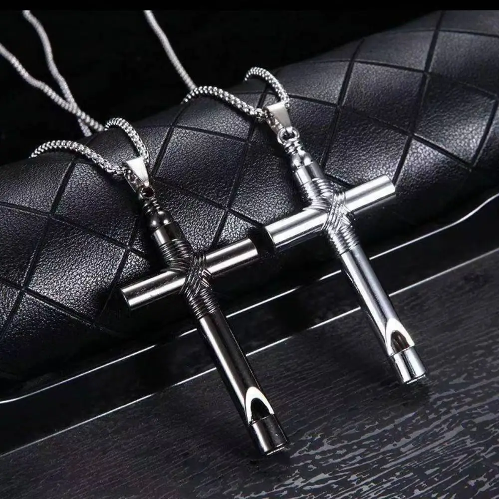 

Whistle Necklace Cross Pendant Hell Girl Anime Jewelry Gothic Alloy Black Silver Color Metal Gift For Teenager Boy Girl Hot