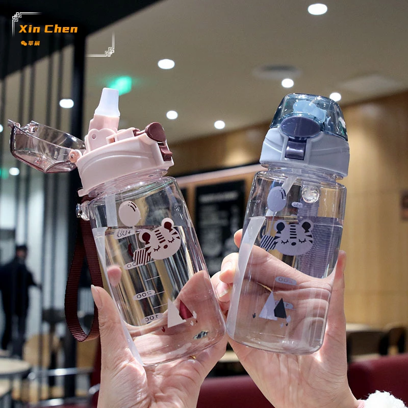 

Xin Chen 550ML Children Bottle for Outdoor Travel School Cute Cartoon Animal Baby Water Bottle with Shoulder Strap for Boy Girl