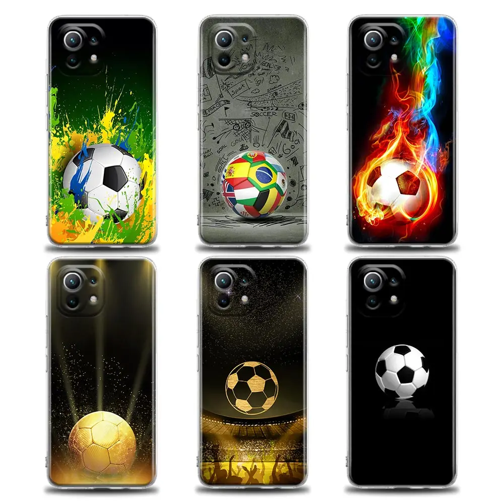 

Transparent Case For Xiaomi Mi 12 11 Lite 5G NE X 13 12T Pro 9T Note 10 For Poco X3 Pro NFC M3 F3 M5s Cover Football Soccer Ball