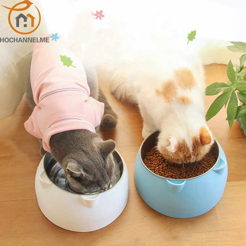 

Stainless Steel Cat Dog Bowl Bevel Protection Cervical Vertebra Pets Food Bowls For Cats Dogs Drinking Water Bowl