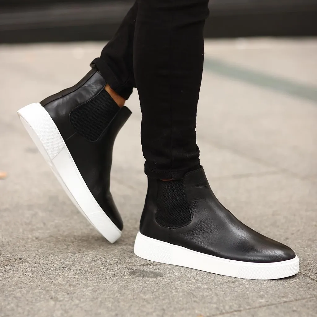 Sail Lakers - Genuine Leather Men Chelsea Boots - Men's Sportive Leather Boot - Mens Footwear Slip-On ankle Boots For Men