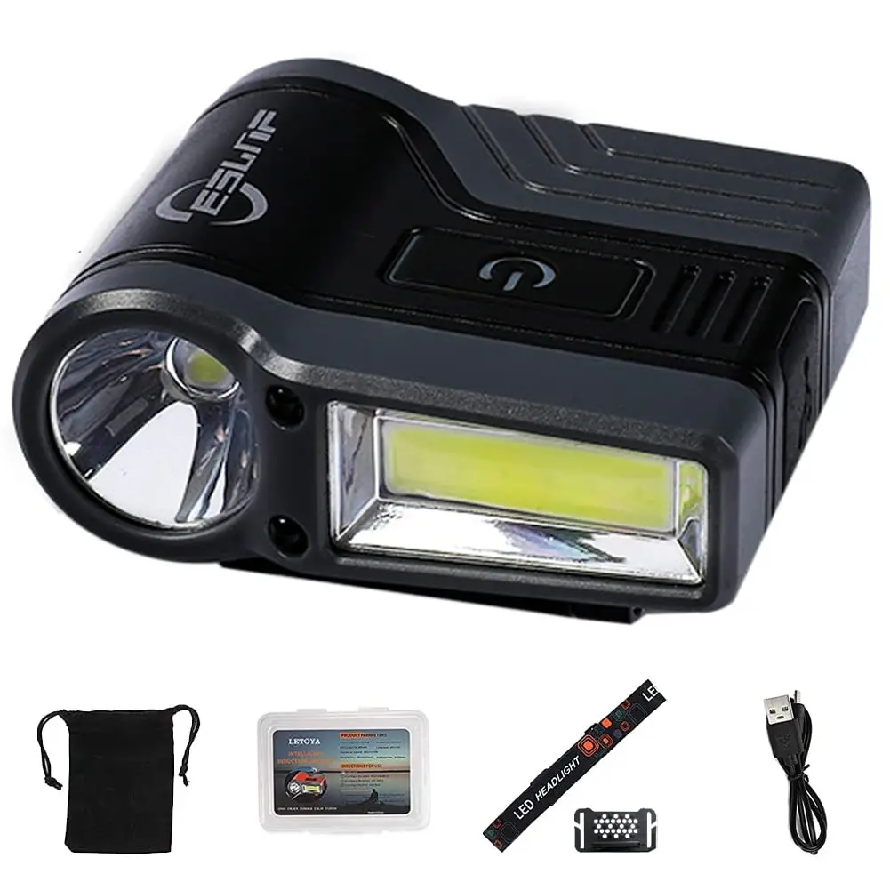 

Headlamp,Rechargeable Motion Sensor Cap Visor Flashlight 300 Lumens LED Rotatable Clip on Hat Light for Cycling Fishing Hunting
