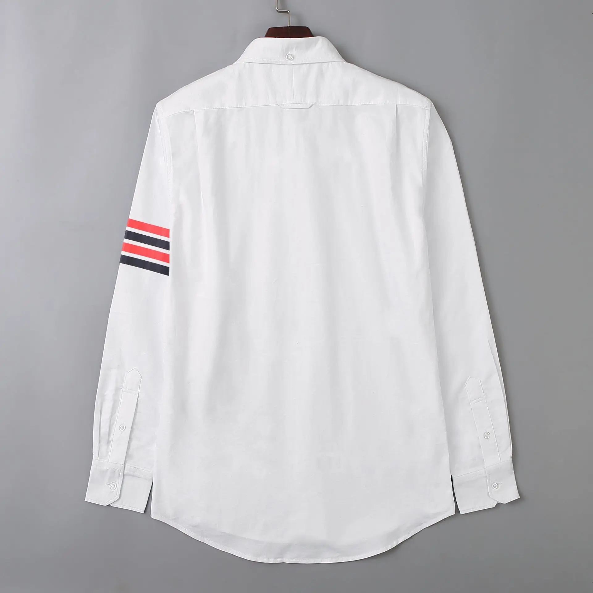 TB Man Shirt Official Men Slim Turn Down Collar White Red Black Striped Casual Shirt Oxford Solid Men Cloth 2022 New Shirts