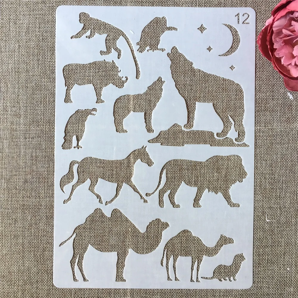 

A4 29cm Wolf Lion Wild Boar Animals DIY Layering Stencils Wall Painting Scrapbook Coloring Embossing Album Decorative Template