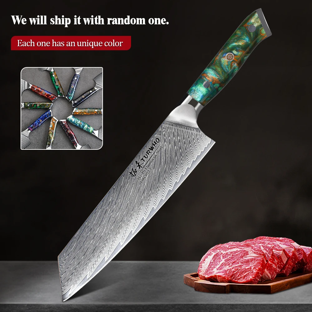 

TURWHO 8.5" Kiritsuke Chef Knife Japanese 67 Layer Damascus Steel VG10 Core Kitchen Knives Resin Handle Meat Slicing Gyuto Knife