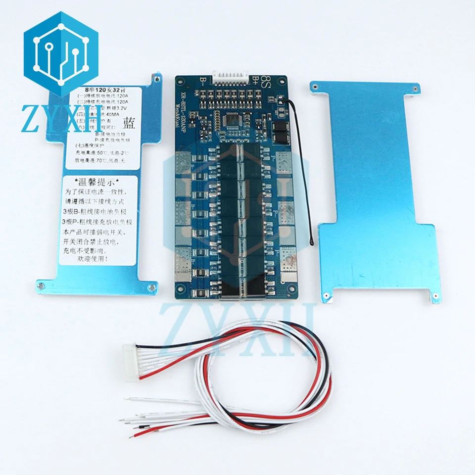 

Balance BMS 8S 24V 25.6V 100A 120A 80A LiFePo4 Battery Charge Board Equalizer NTC Temperature Protection Common Port For Ebike