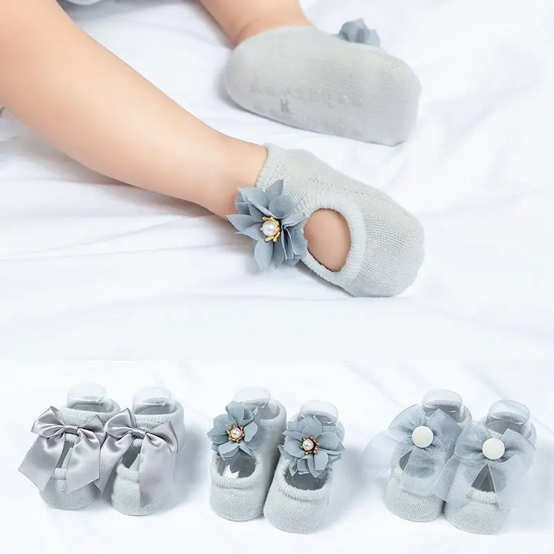 

3Pairs/lot Baby Girl Socks Lace Flower Newborn Baby Socks for Girls Cotton Anti-Slip Kids Floor Socks Spring Summer