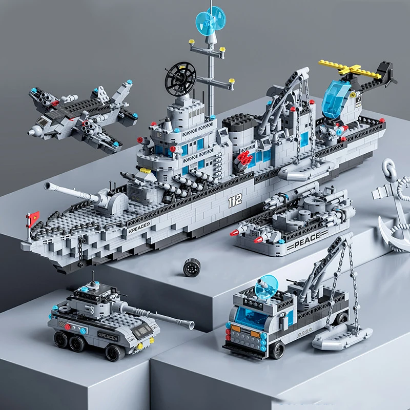 

Compatible with Lego 1560pcs Military Navy Ship Sets Building Blocks Toys Brick Aircrafted Carrier Army Warship WW2 Heavry Tank