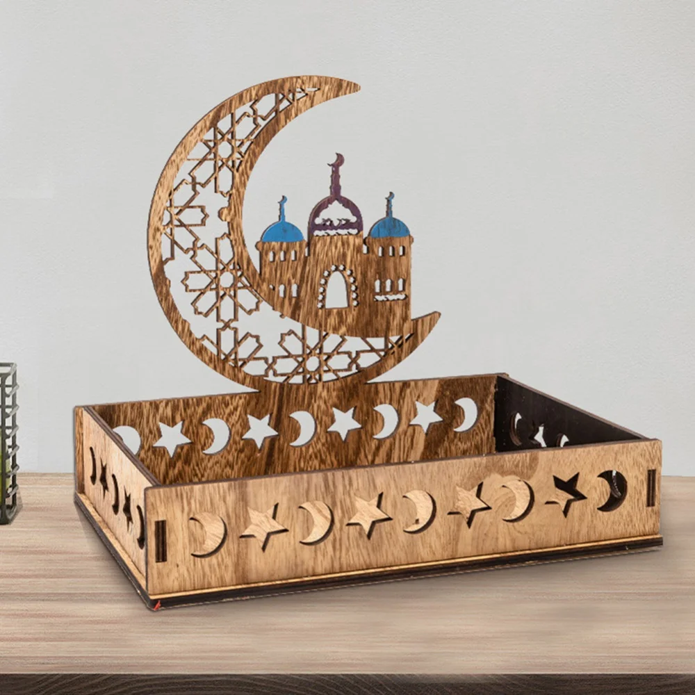 

Food Serving Tray Table Decoration Wooden Ornaments Hollow Moon Star Shape Pastry Tray for DIY Home Dessert Cupcake