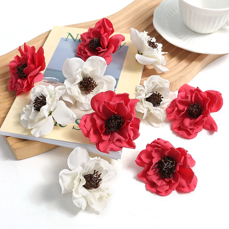 

10/20Pcs Artificial Flowers Heads 7cm Silk Wedding Decorations Fake Flowers Home Decor DIY Craft Wreath Gift Garland Accessories