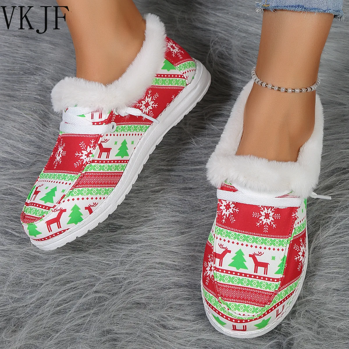 

Hot Winter Leisure Women's Ankle Boots Plush Warm Snow Boots Flip Loafers Soft and Comfortable Women's Flat Bottom Warm Shoes