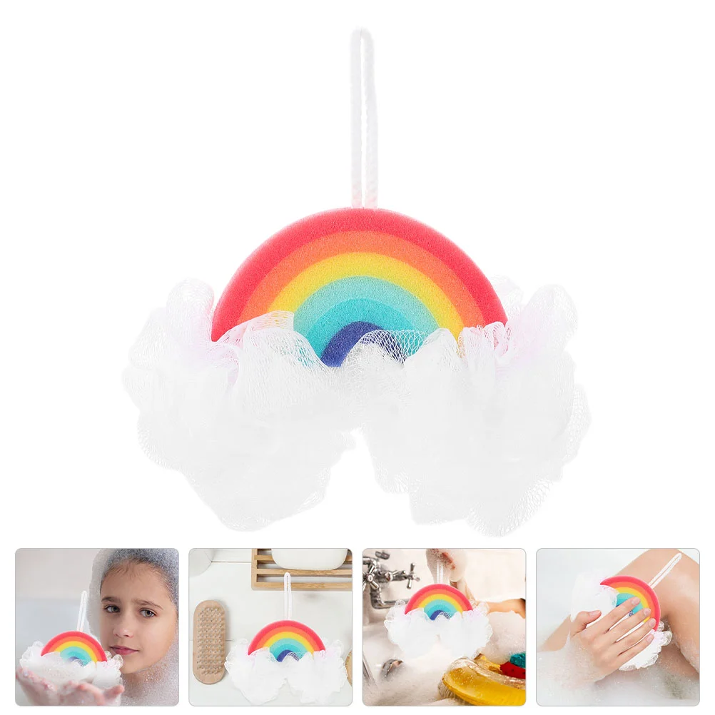 

Body Scrubber Sponge Shower Bath Baby Brush Mesh Rainbow Household Exfoliating Pouf Kids Sponges Scrub Loofah Cleansing Konjac