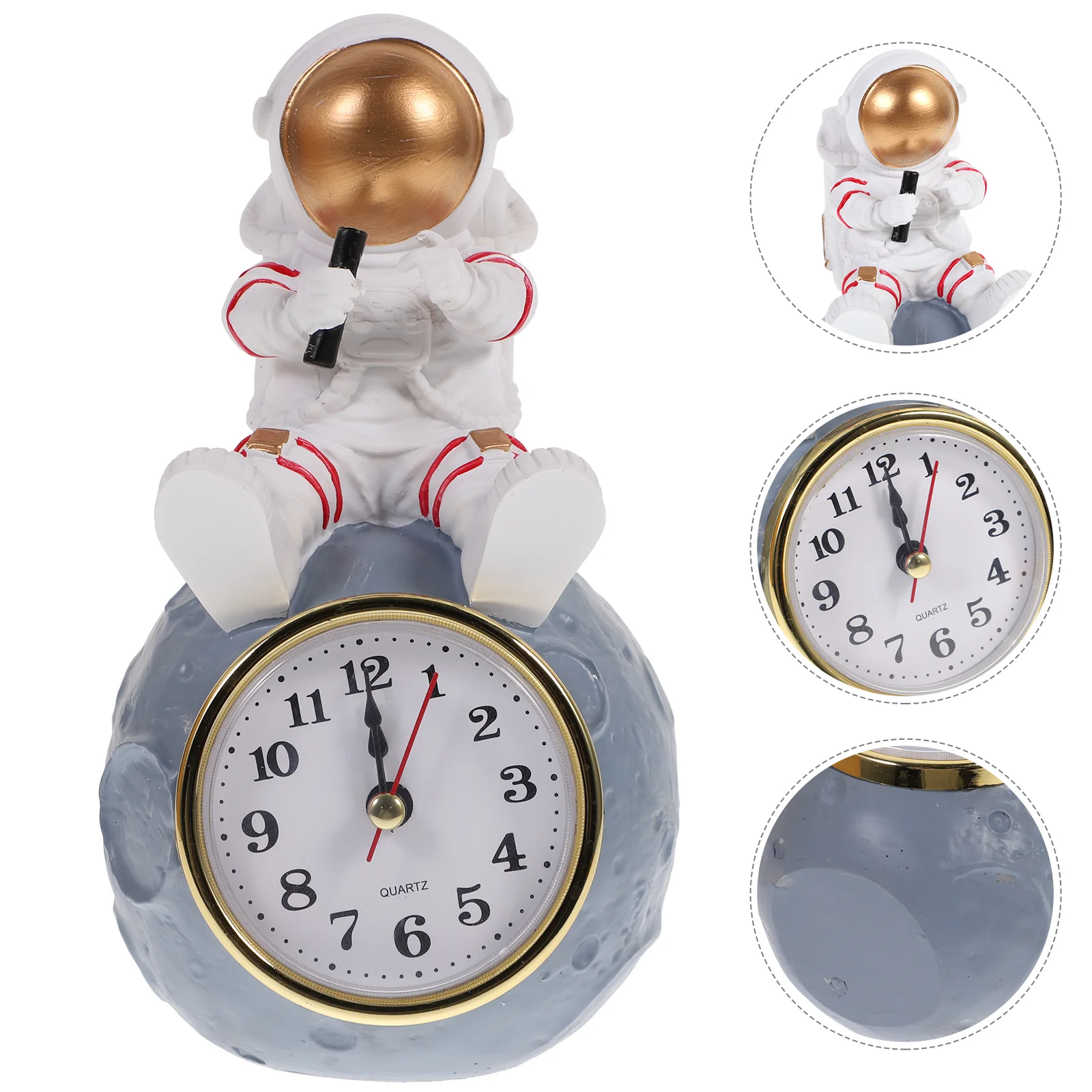 

Clock Astronaut Desk Alarm Home Wall Clocks Ticking Statue Non Tabletop Resin Bedside Sculpture Space Table Outer Decorative