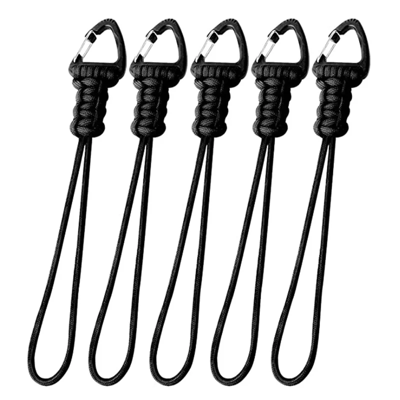 

5Pcs 20cm Paracord Keychain Military Nylon Braided Lanyard with Metal Triangle Buckle High Strength Parachute Cord Carabiner