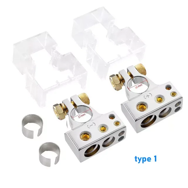 

2Pcs Car Battery Terminal Connectors 0/2/4/8/10 Gauge Positive Negative Auto Car Marine Battery Terminal Connectors Shims