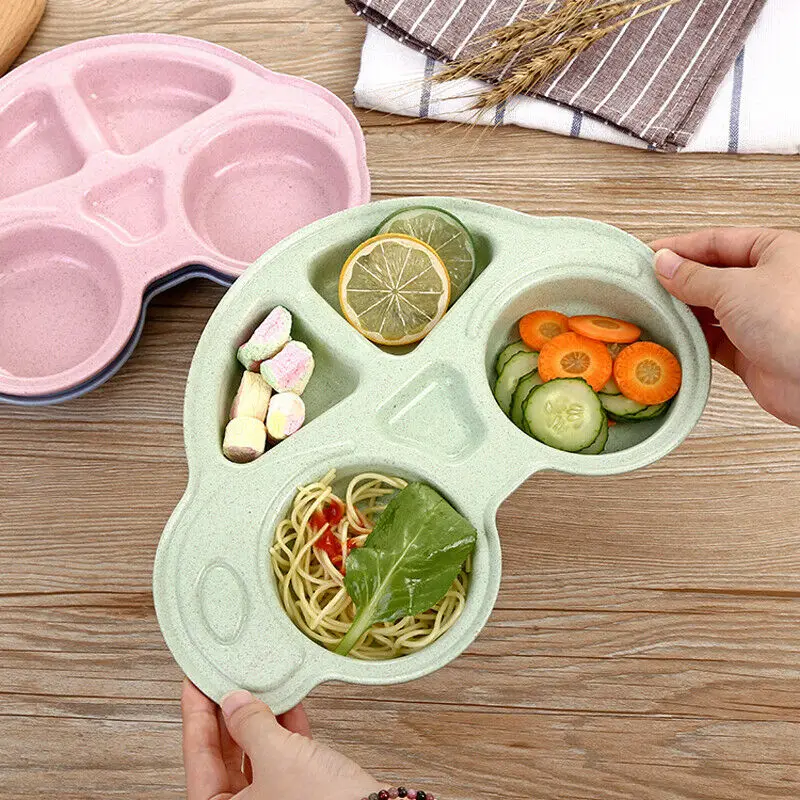 

Toddler Infant Baby Dishes Cartoon Car Shape plate Environmentally Separated Child Food Plates Kids Dinnerware Tableware Tray