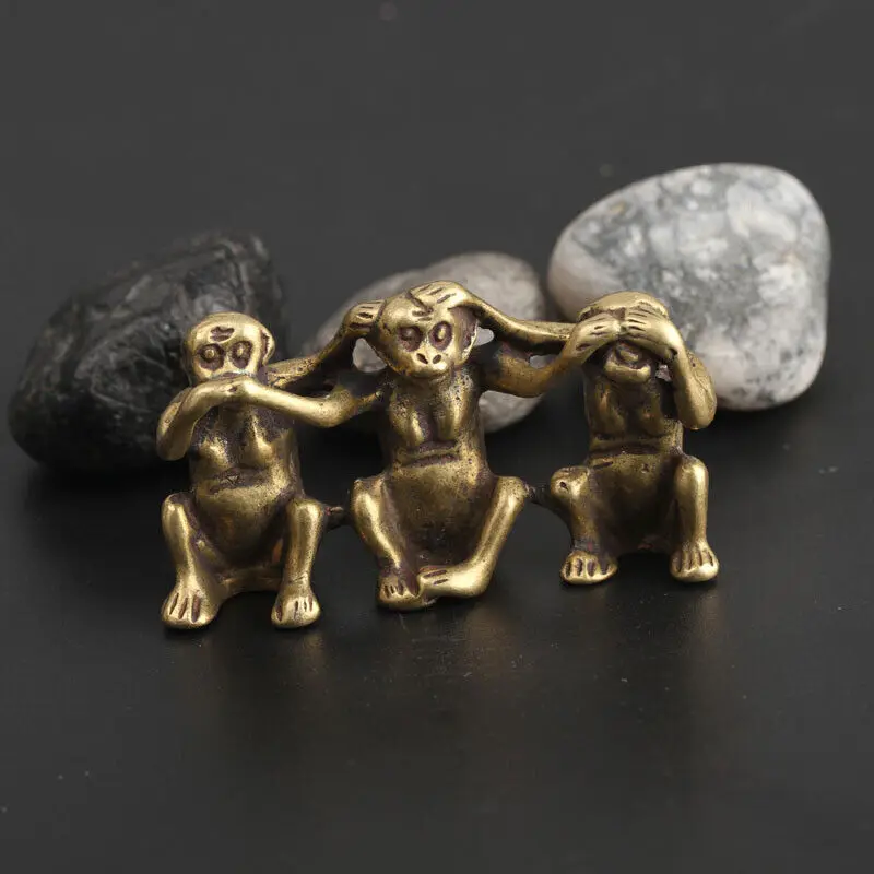 

Chinese Antique Collectible Bronze Zodiac Three not Monkey statue Pendants