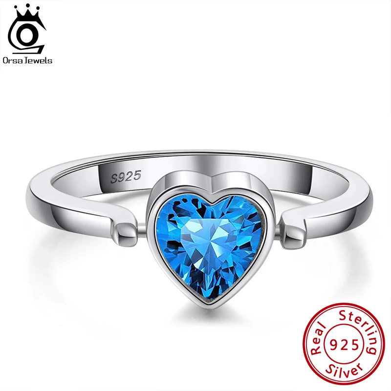 

ORSA JEWELS Настоящее серебряное кольцо с сердечком 925 пробы для женщин, хорошее ювелирное изделие, обратимое кольцо, аксессуары для свадьбы, дня ...