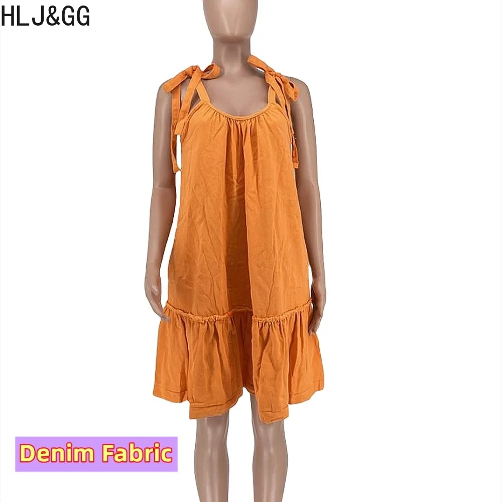 Женское джинсовое платье на бретельках HLJ &amp GG однотонное платье-трапеция с