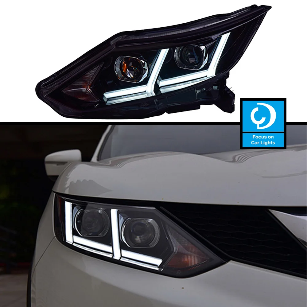 

Передние Автомобильные фары для Nissan Qashqai 2016-2017, светодиодные фары, Стайлинг, динамический поворотный сигнал, объектив, автомобильные аксесс...