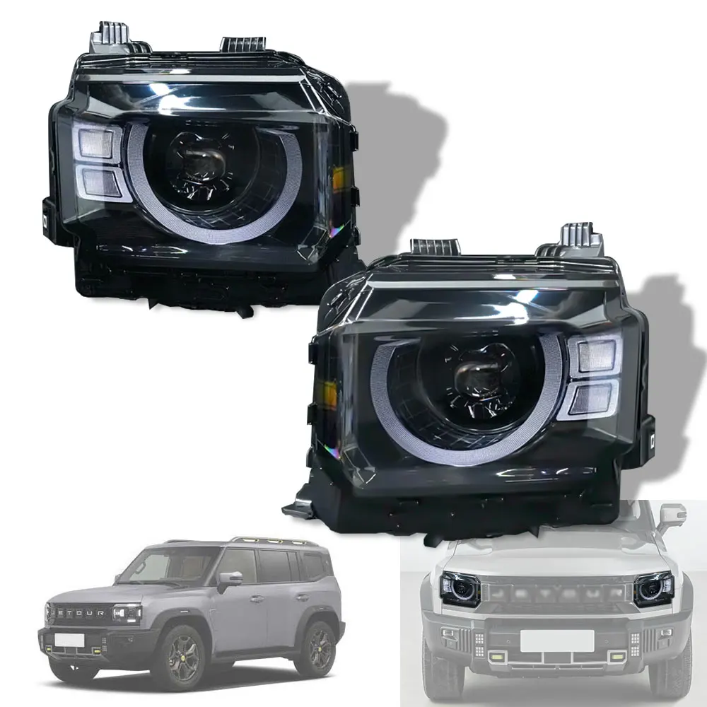 Car LED Headlight Assembly Fit for JETOUR Traveler T2 2023 Modified Defender Style Daytime Running Light Exterior Accessories