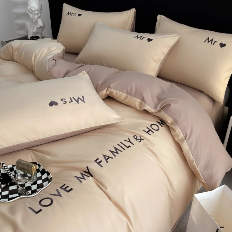 Фото Комплект постельного белья Nordic Luxury из египетского хлопка: пододеяльник, простыня, наволочки для 1-2 человек, размеры King, Queen, Double, Twin №3