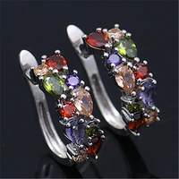 unique rhinestone crystal stud earrings for women slim u shaped ear clip zircon hoop jewelry fashion
