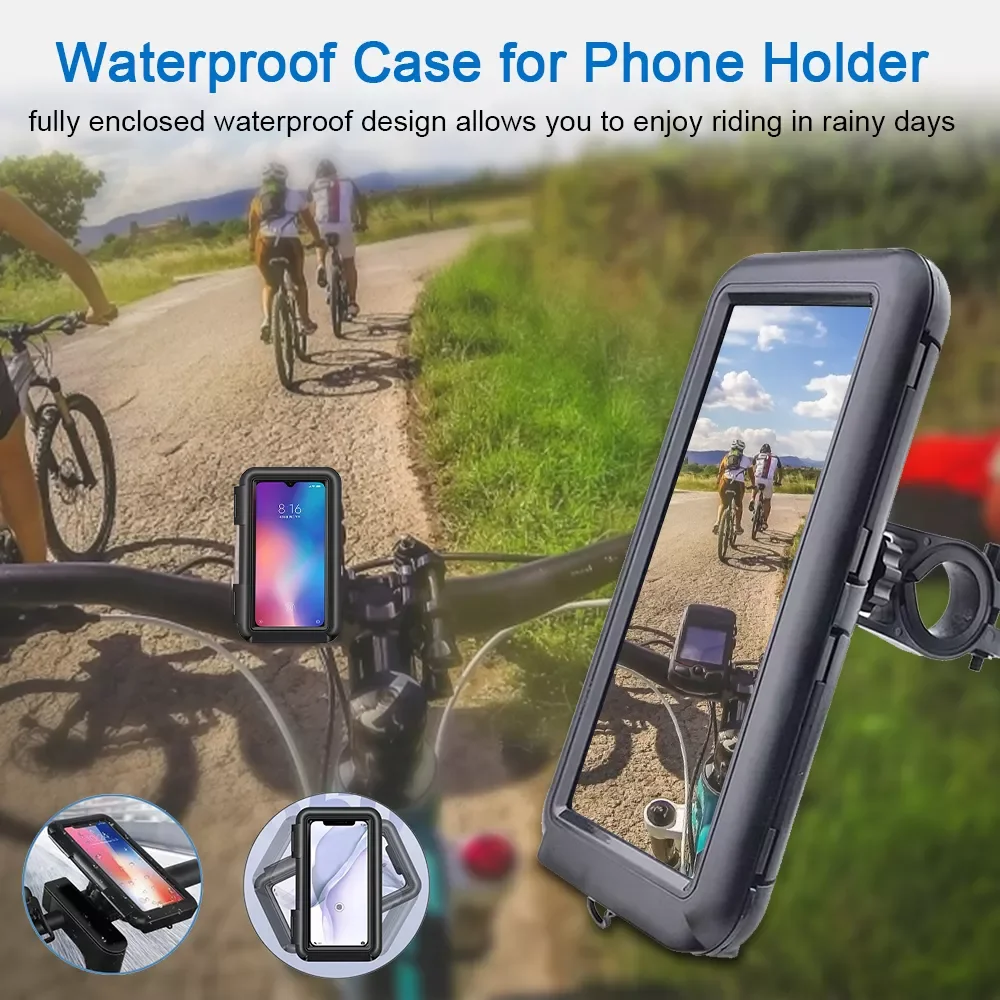 

Inch Motorcycle Phone Holder telephone Support For Xiaomi Iphone GPS Bike Waterproof Holder Protection Cover