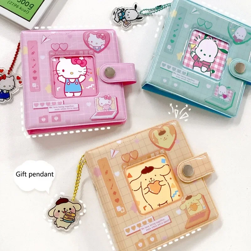 

New Anime Figure Sanrio HelloKitty Album Cute Kawaii Cinnamoroll Kuromi MyMelody 3 Inches Photo Card Booklet Girl Friends Gifts